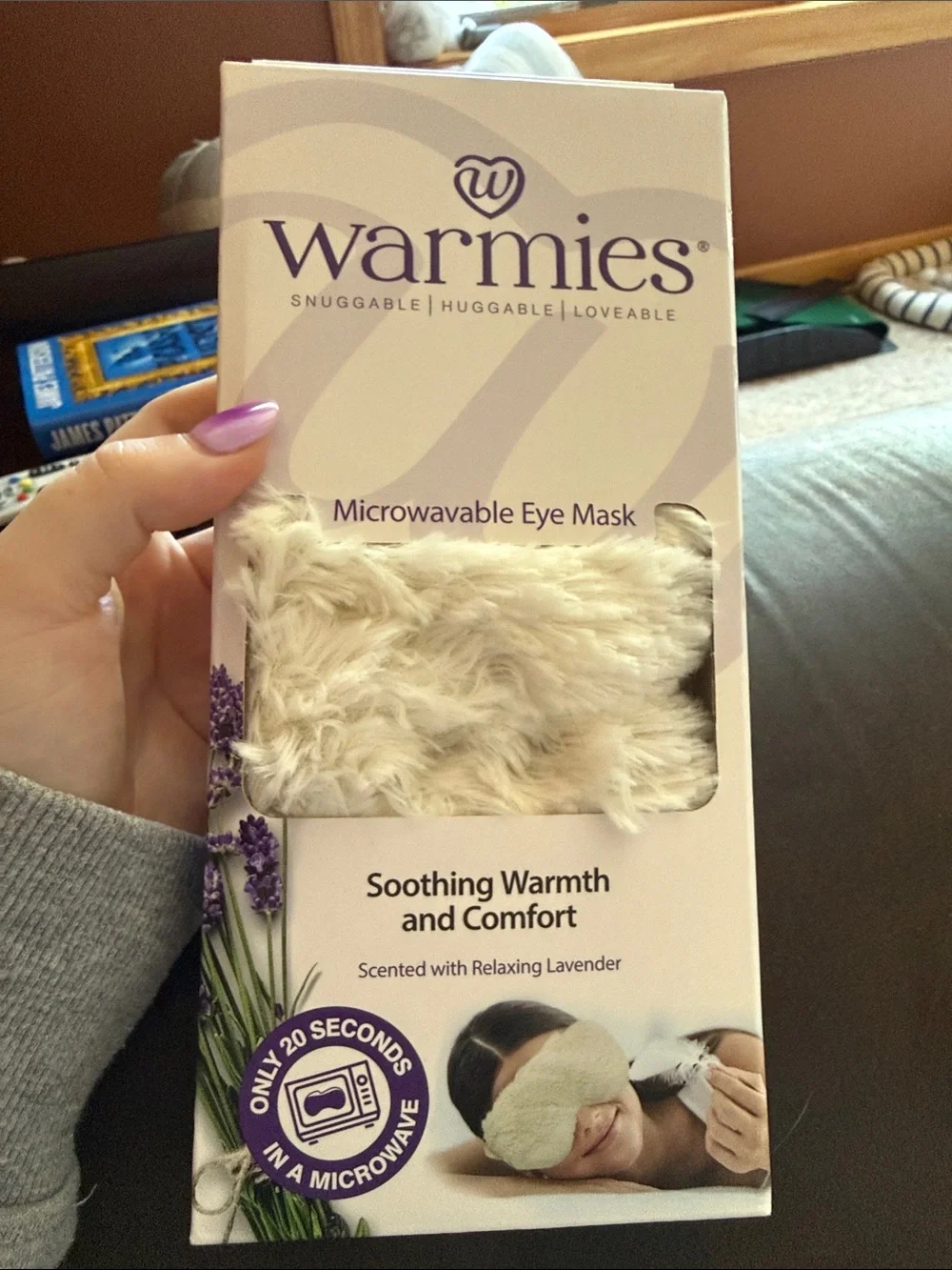 Warmies Warm Microwavable Eye Mask in Cream with Lavender Accent